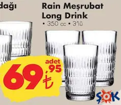 PAŞABAHÇE RAİN MEŞRUBAT BARDAĞI LONG DRİNK 3'LÜ 350 CC